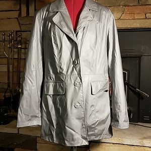 CYCLONE Silver Raincoat Short Trench COAT JACKET M
